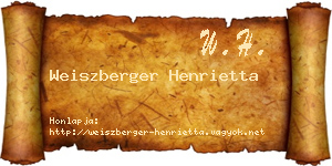 Weiszberger Henrietta névjegykártya